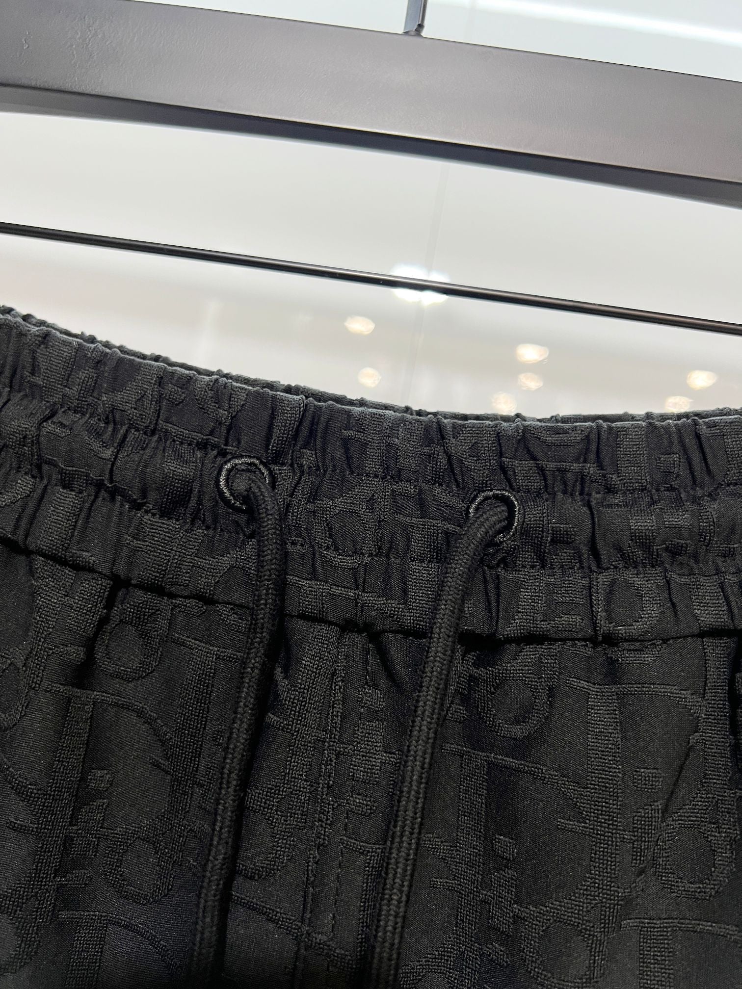 Black Dior monogram shorts waistband with elastic and drawstring
