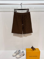 Dior logo-pattern drawstring shorts, dark brown with elastic waist