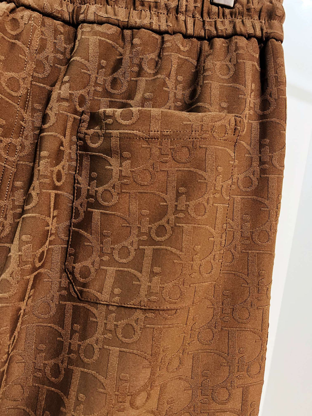 Dior logo-pattern drawstring shorts, brown fabric with allover monogram texture