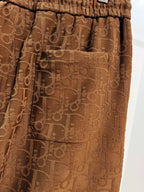 Dior logo-pattern drawstring shorts, brown fabric with allover monogram texture