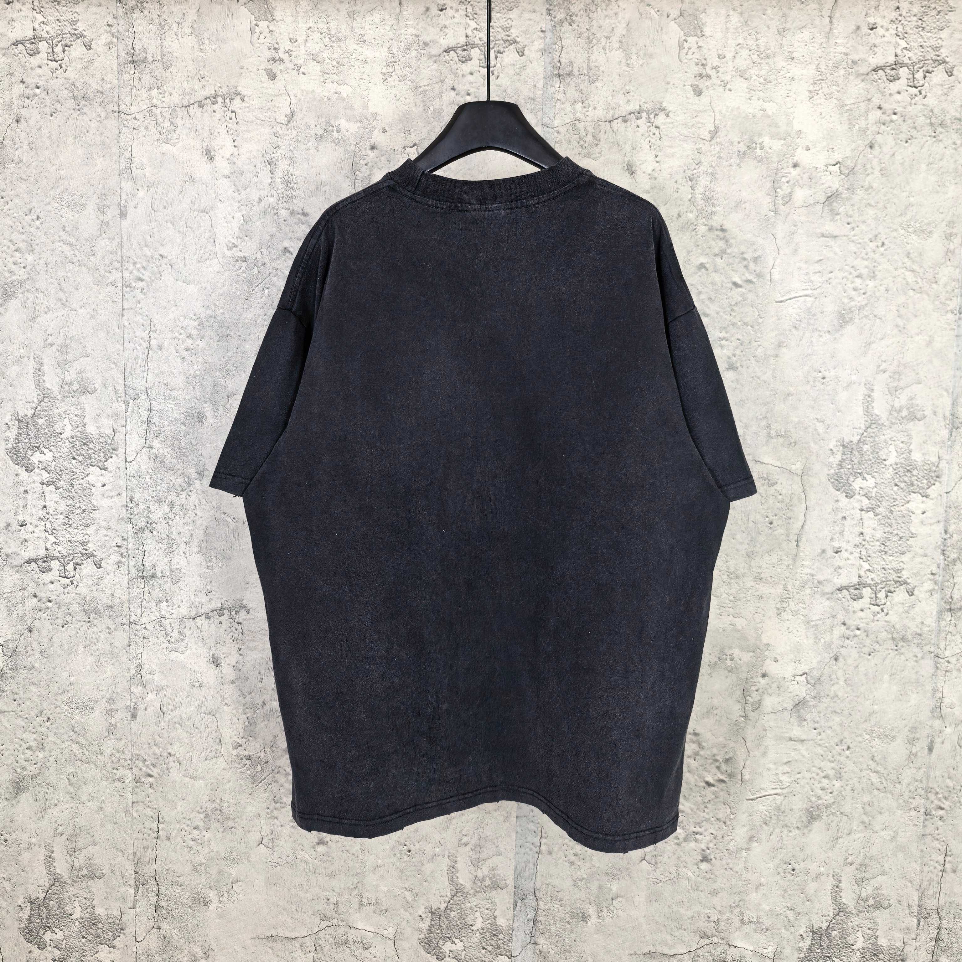 Balenciaga T-shirt, dark short-sleeve crewneck; plain back view
