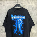 Balenciaga graphic T-shirt, dark crewneck with large blue Eiffel lightning front print