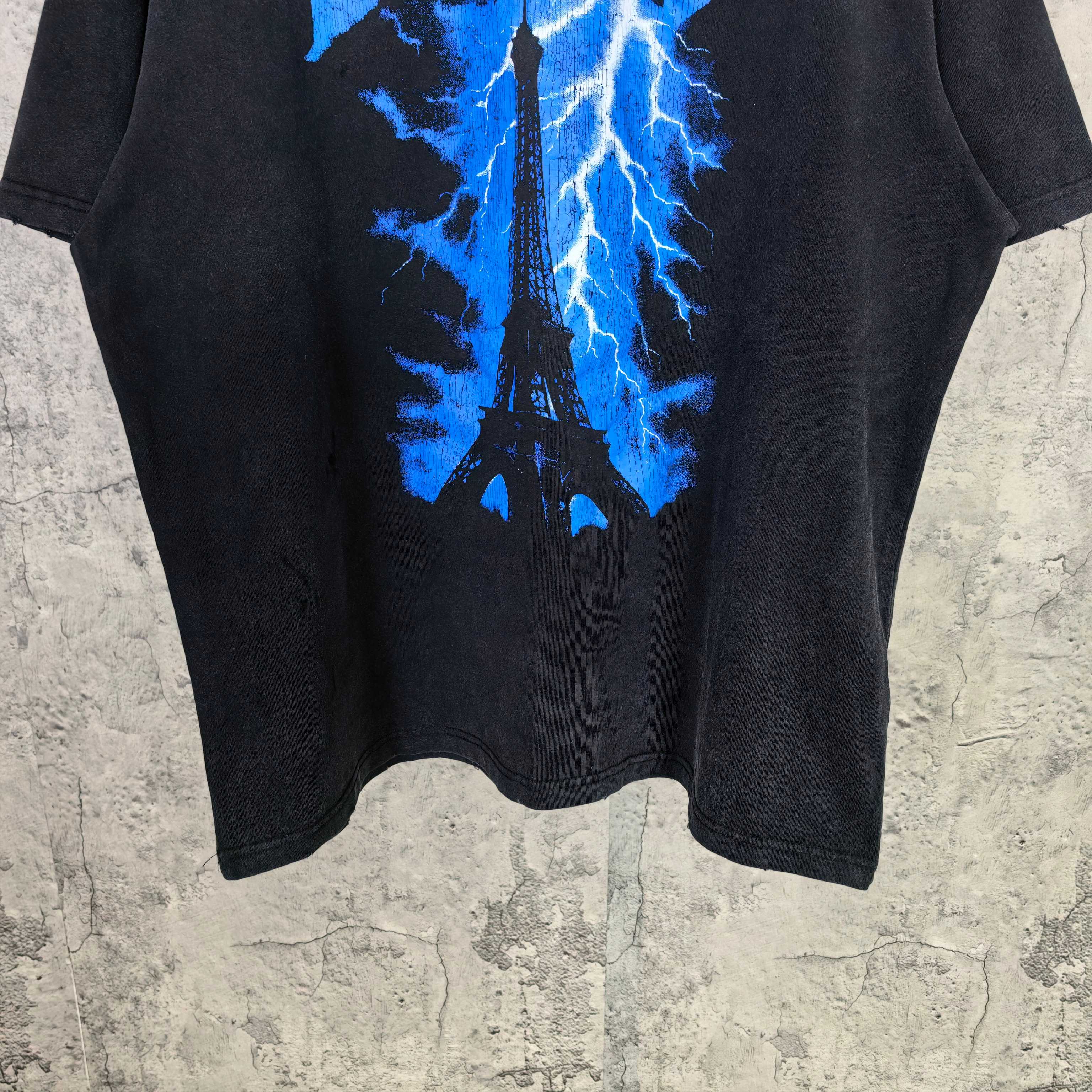 Balenciaga black T-shirt with blue Eiffel Tower graphic