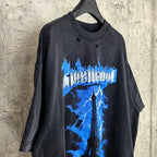 Balenciaga graphic T-shirt, dark crewneck with centered blue Eiffel lightning front print
