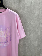 Balenciaga pink T-shirt sleeve and chest graphic detail