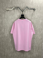 Balenciaga pink crew-neck T-shirt with short sleeves, plain back