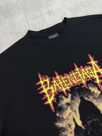 Balenciaga black crew-neck short-sleeve shirt with large distressed front graphic