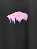 Balenciaga purple drips logo graphic on black crewneck T-shirt