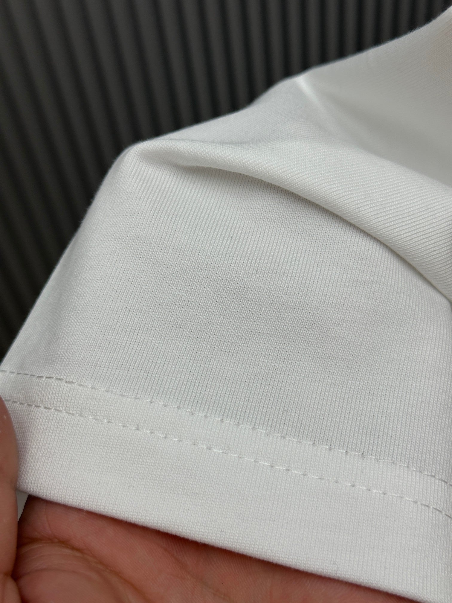 Givenchy T-shirt sleeve cuff, white fabric with ribbed trim