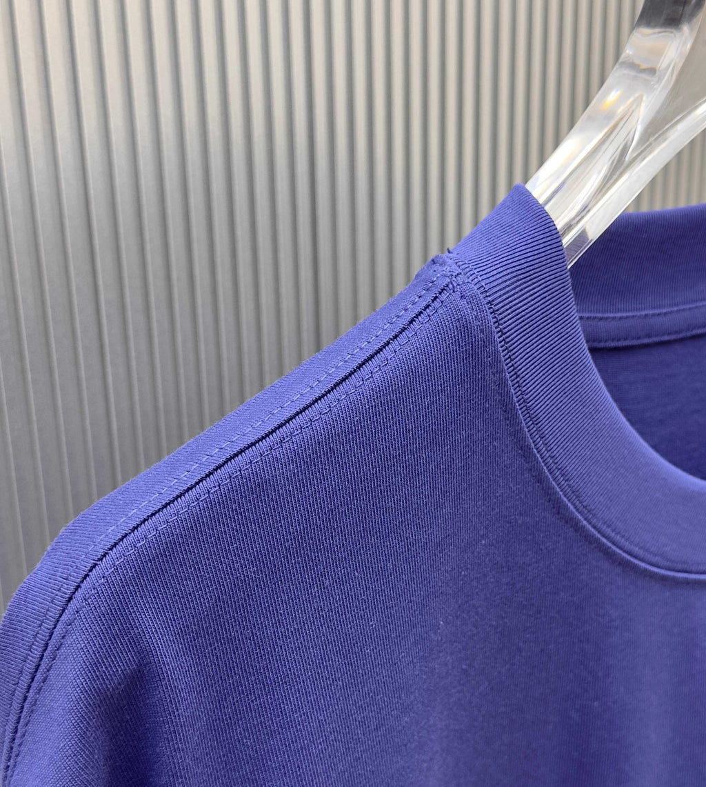 Blue Givenchy T-shirt shoulder seam close-up