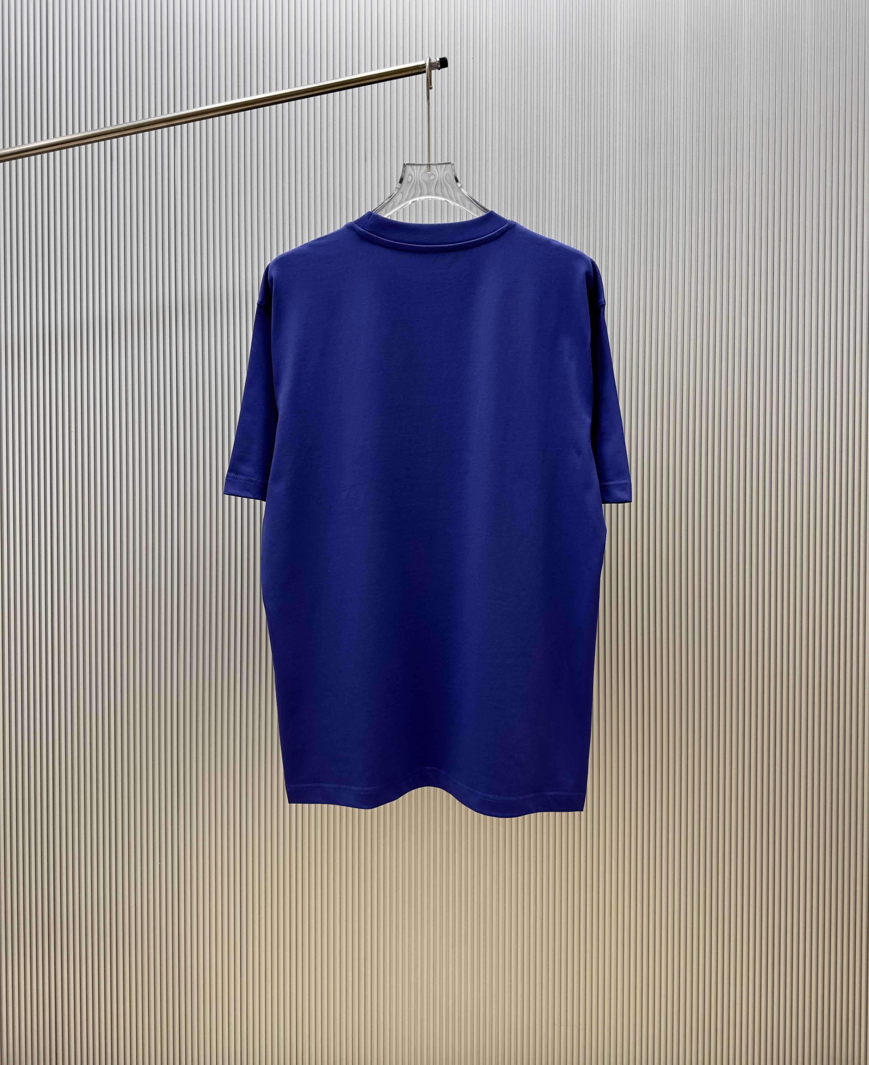 Blue Givenchy T-shirt on hanger, crew neck back view