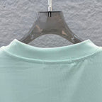 Mint green crewneck T-shirt collar with ribbed neckline detail