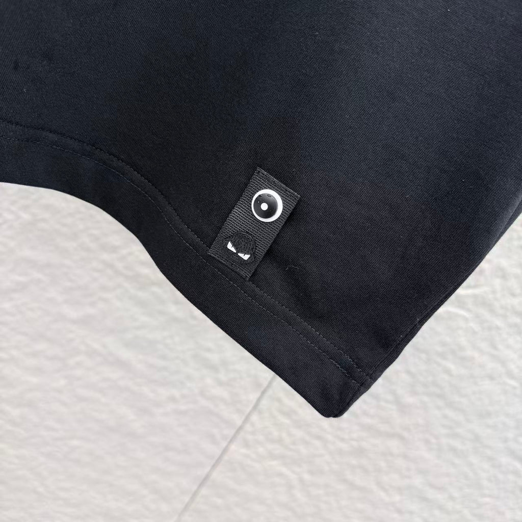 Fendi T-shirt sleeve hem with small black fabric tag detail