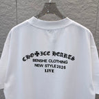 White T-shirt with large black back text print and logo, style 2026 LIVE