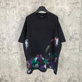 Balenciaga short-sleeve T-shirt, black with colorful abstract paint print on lower half