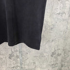 Black short-sleeve T-shirt hem and sleeve cuff detail, no visible logo.