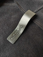 Hoodie label patch on dark fabric