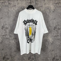 Balenciaga white graphic T-shirt with front ink-print and yellow panel