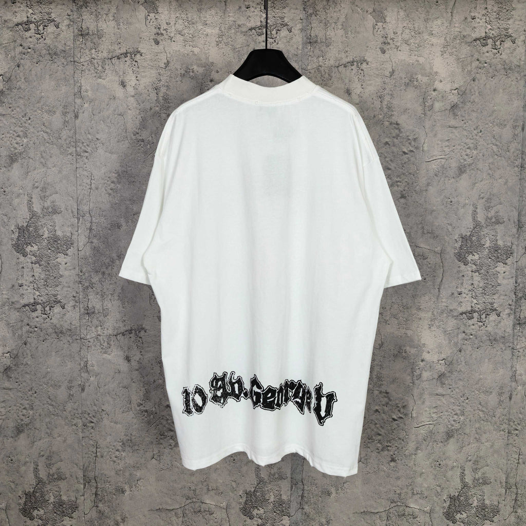 Balenciaga white graphic T-shirt with back ink-print text design
