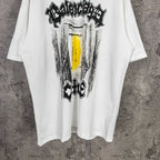 Balenciaga white graphic short-sleeve T-shirt, black print with yellow center
