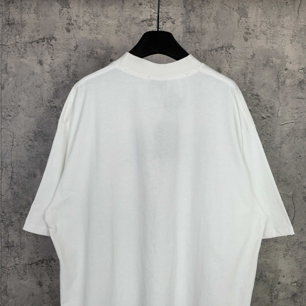 Balenciaga white graphic T-shirt with plain back and crew neckline