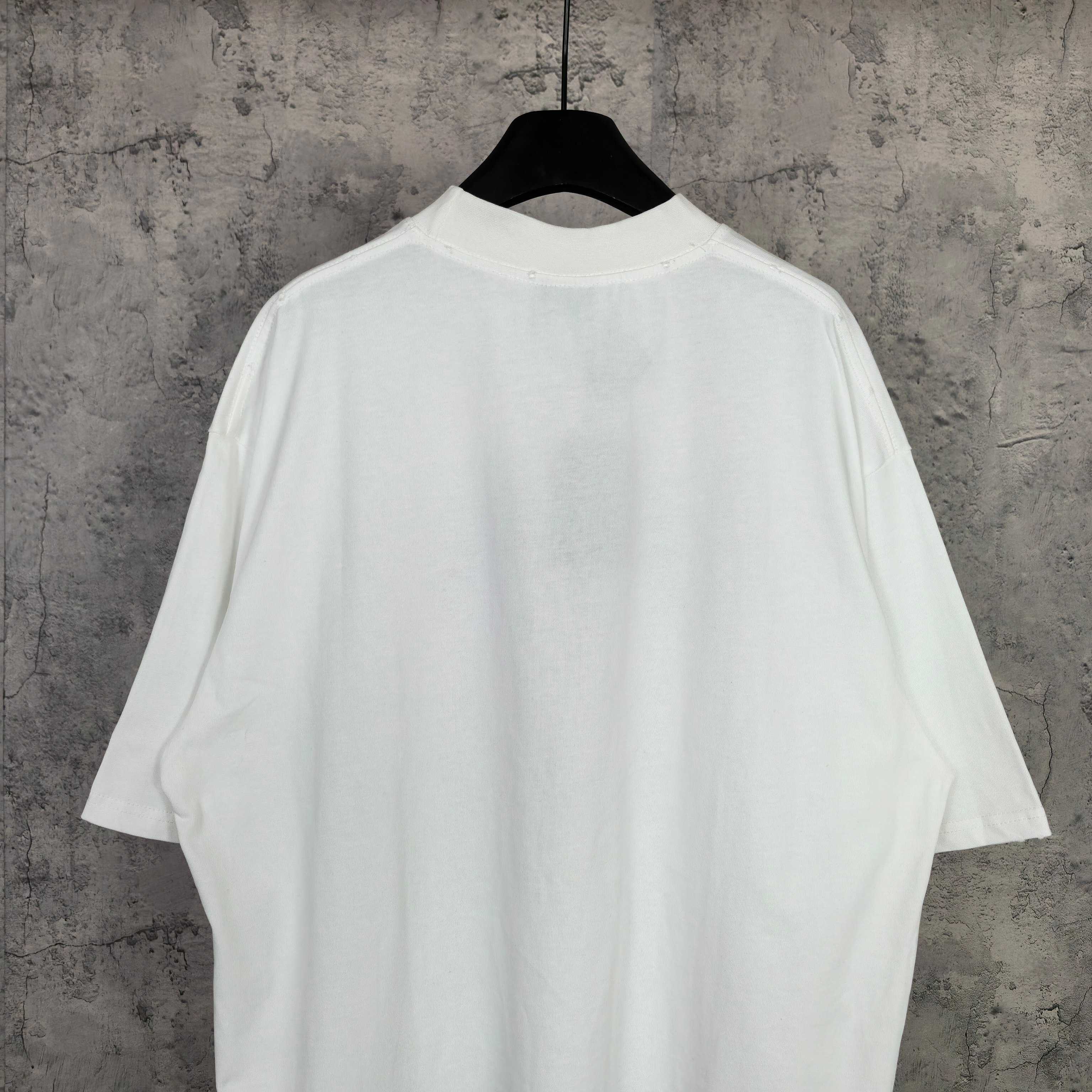 Balenciaga white graphic T-shirt with plain back and crew neckline