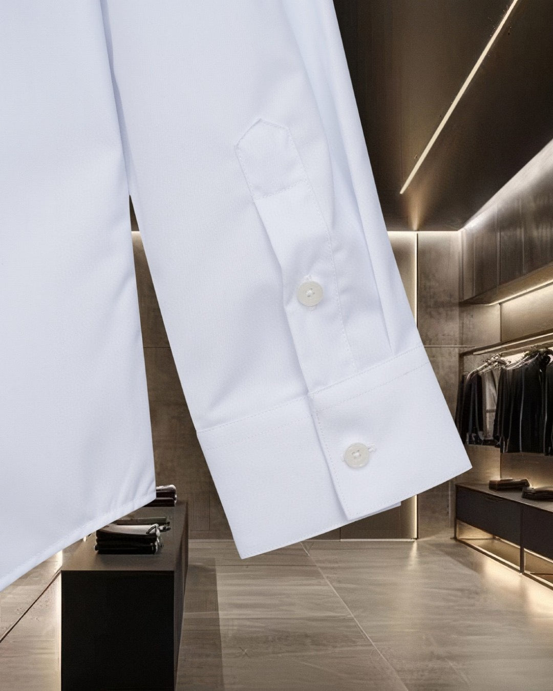White shirt sleeve cuff with two buttons