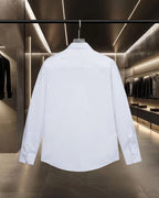 White button-up dress shirt, back view, long sleeves