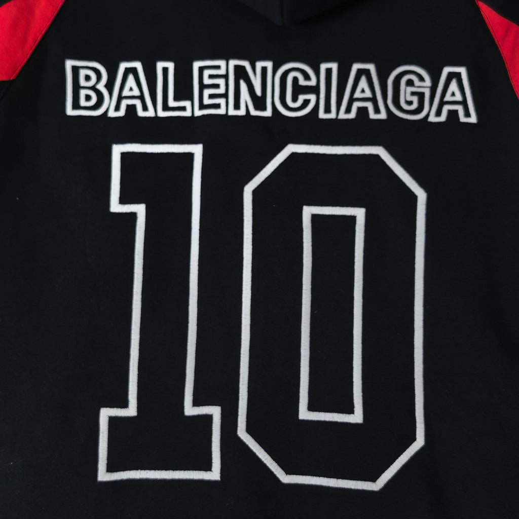 Balenciaga 10 graphic print on black hoodie with BALENCIAGA text