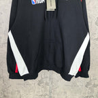 Balenciaga long zip hoodie, black with white side panels, kangaroo pocket