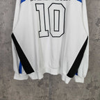 Balenciaga long zip hoodie white with black side panel and ribbed hem