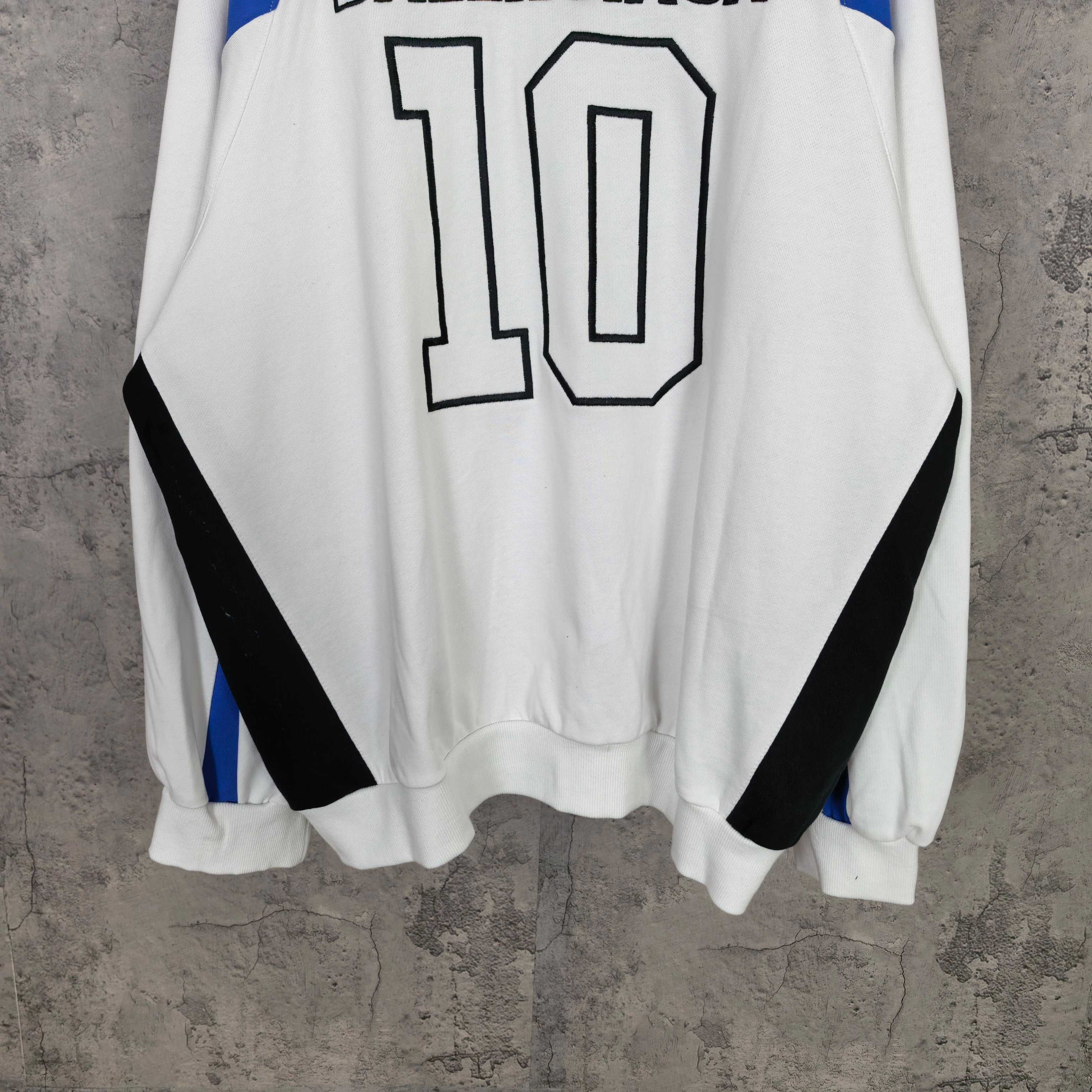 Balenciaga long zip hoodie white with black side panel and ribbed hem