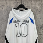 Balenciaga long zip hoodie white with large back '10' print and hood