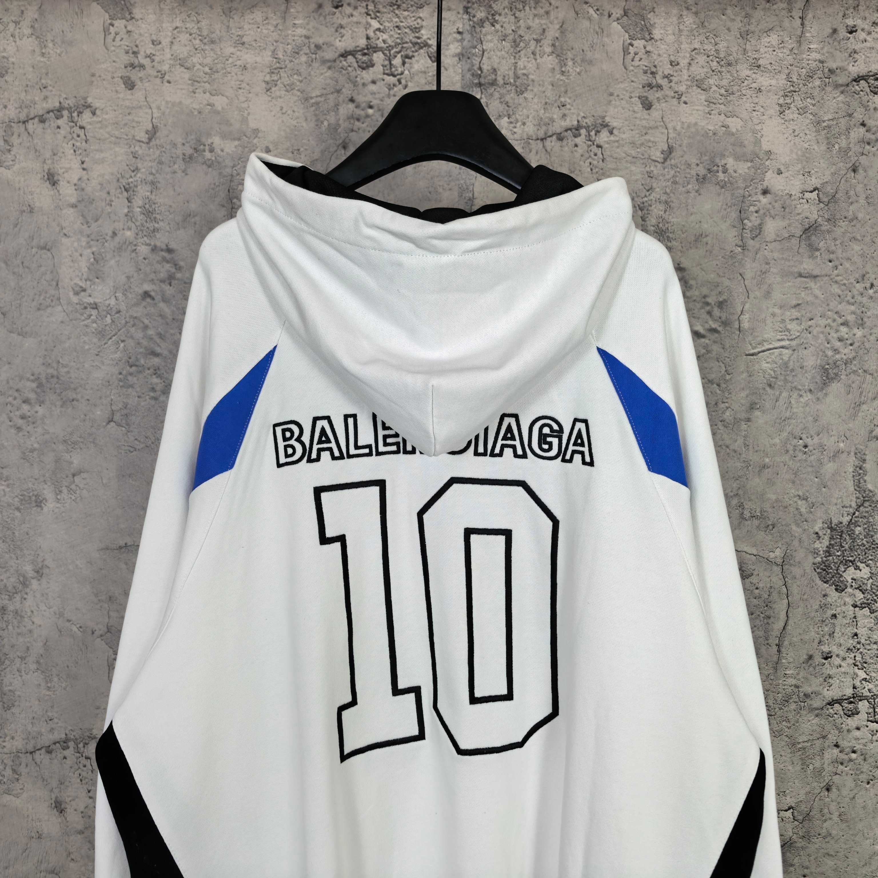 Balenciaga long zip hoodie white with large back '10' print and hood