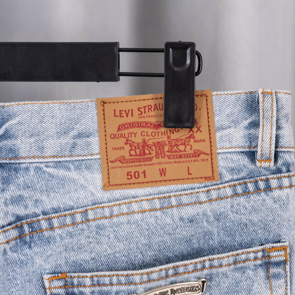 Levi Strauss denim pants waistband label with stitched detailing