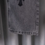 Chrome pants with straight hem and stitched pocket