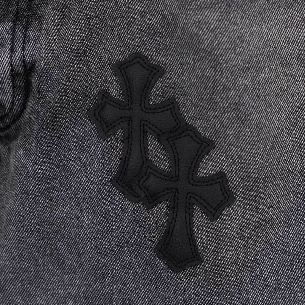 Chrome pants with cross patch detail