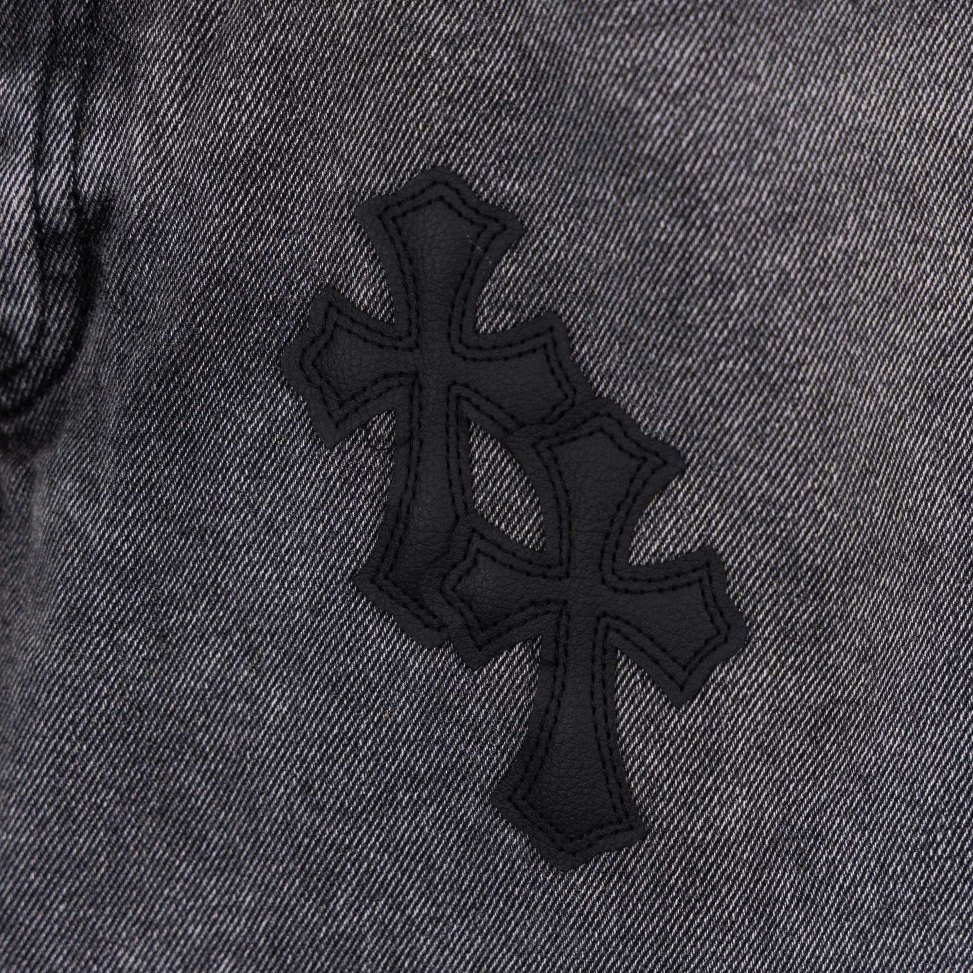 Chrome pants with cross patch detail