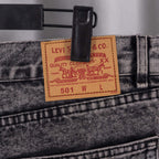 Levi's care label on denim waistband, size 501 W.