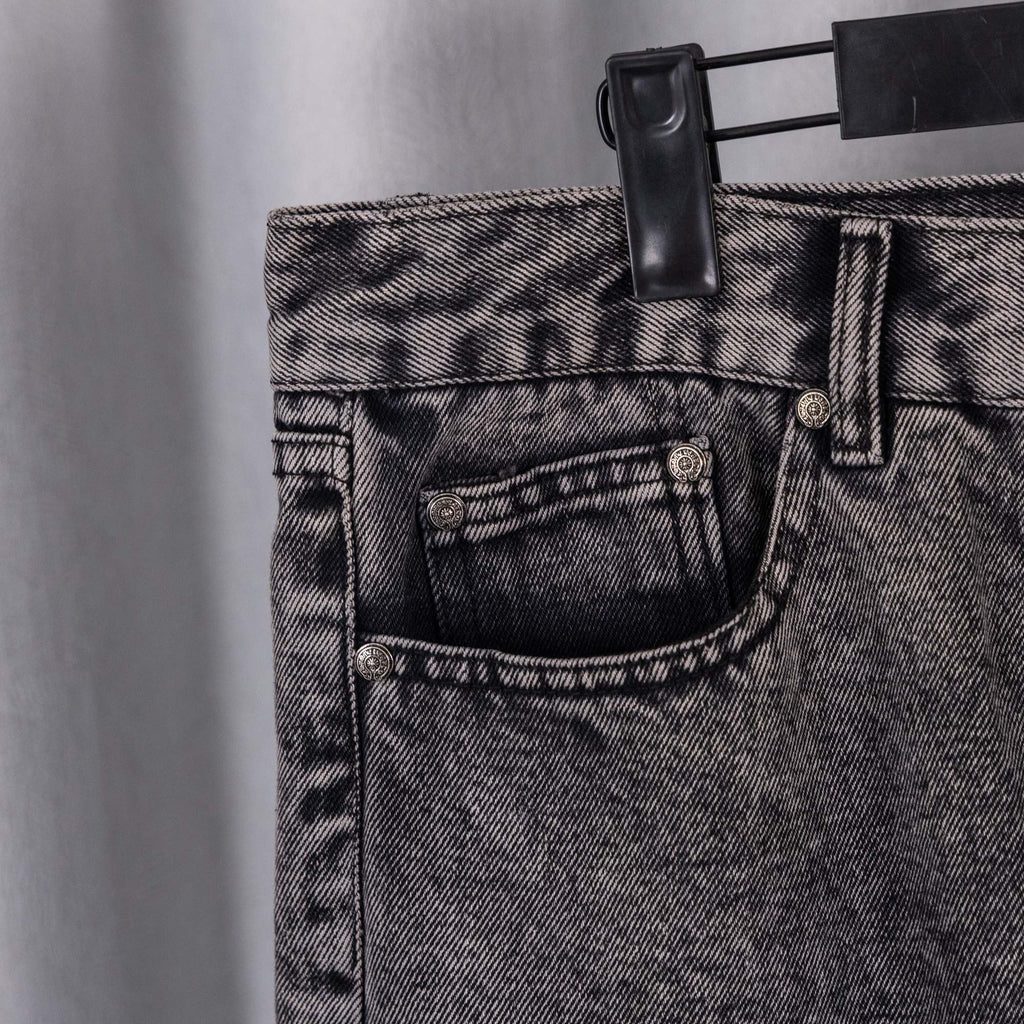 Chrome pants denim front with belt loop, button fly, and coin pocket