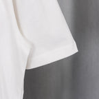 White T-shirt with curved hem and short sleeve cuff