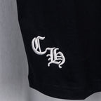 Chrome short shirt, black with white embroidered script logo