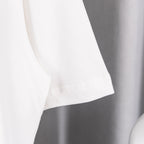 White short-sleeve T-shirt cuff with seam detail