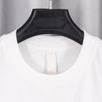 White short-sleeve T-shirt with crew neckline detail