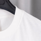 White short-sleeve T-shirt neckline and shoulder seam