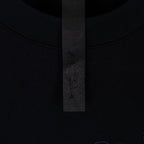 Black T-shirt collar with stitched inner label