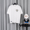White short-sleeve T-shirt with small crest logo on the chest