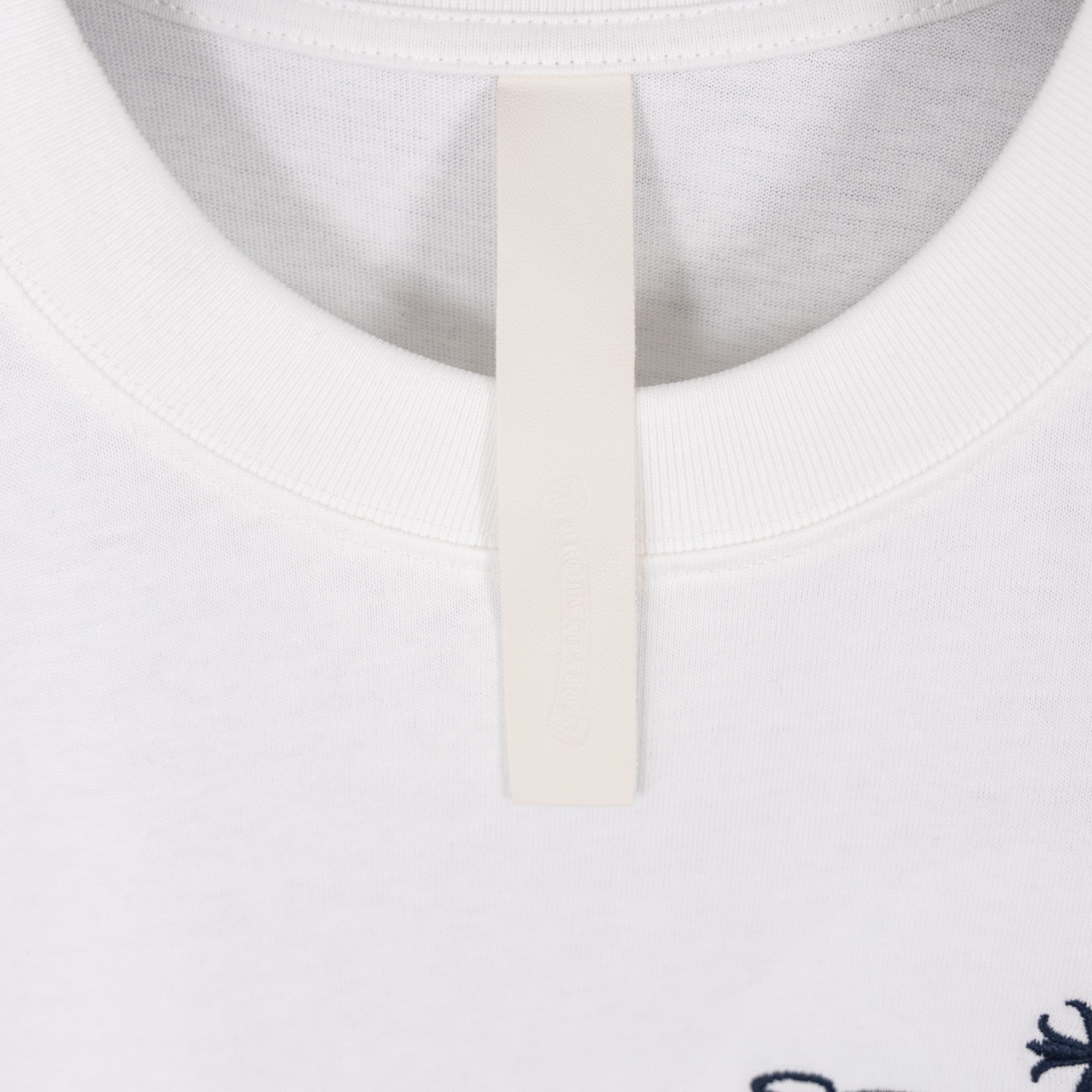 White T-shirt round neckline with inner neck tape and stitching detail