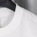 White short-sleeve T-shirt neckline and shoulder seam detail