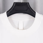 White T-shirt ribbed crew neck collar with open inner neckline.